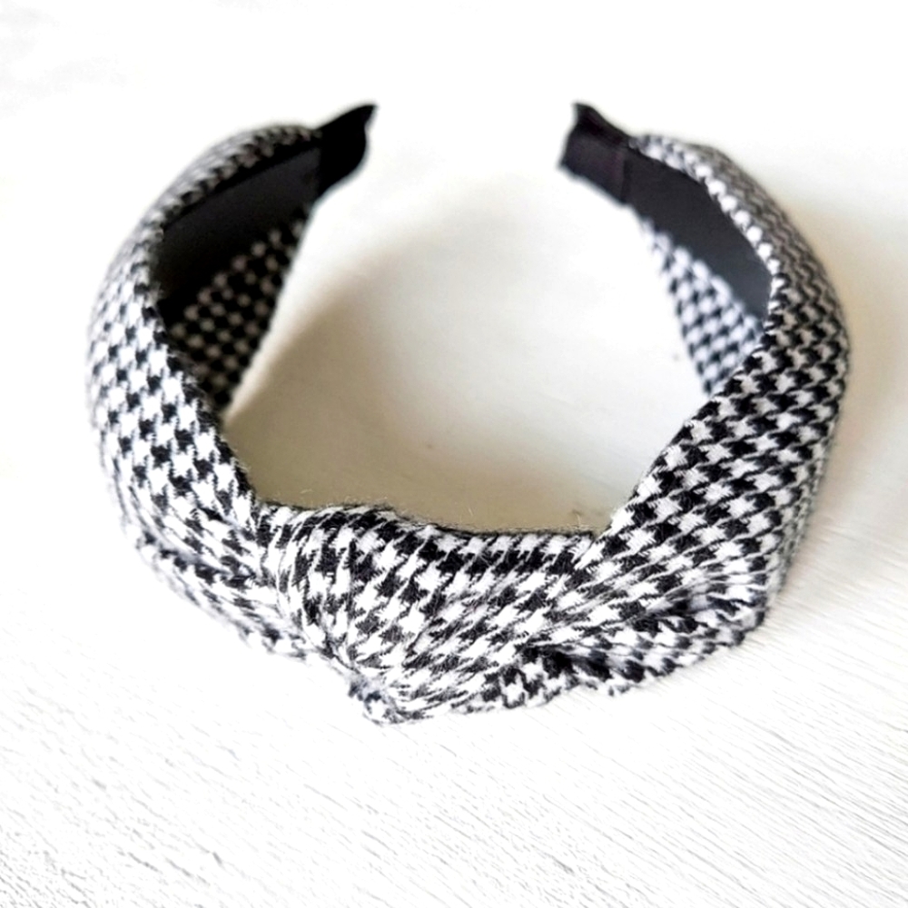 Houndstooth Top Knot Headband